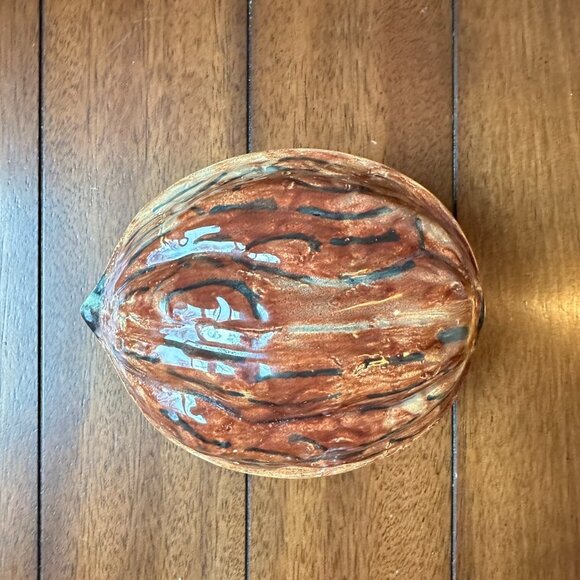 Glazed Ceramic Walnut Jar with Lid - Picture 9 of 14